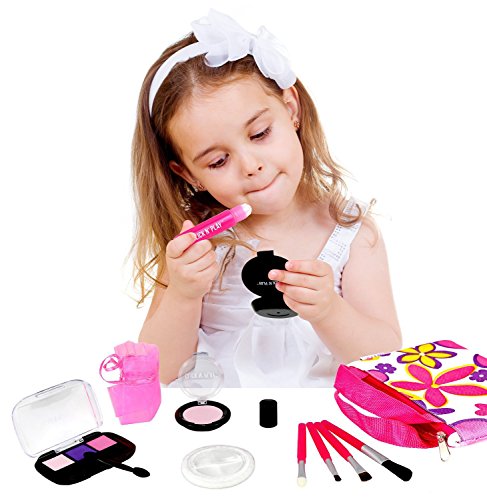 Click N Play Pretend Play Cosmetic and Makeup Set with Floral Tote Bag